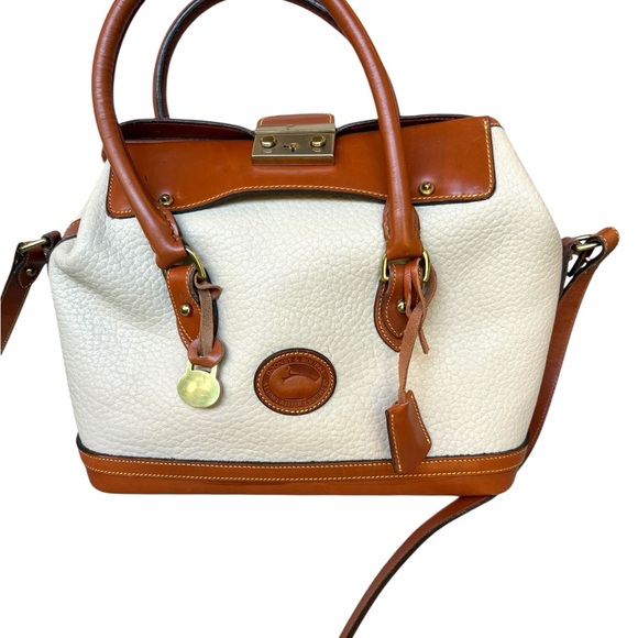 Dooney & Bourke Handbags - Dooney & Bourke Vintage White and Tan Large Doctor’s Satchel